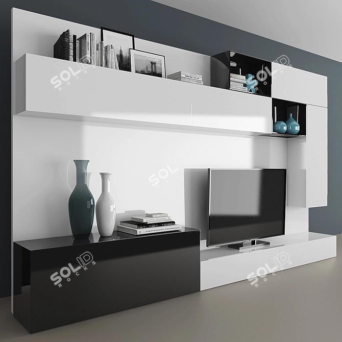 Modern TV Stand Set with Storage 3D model image 2