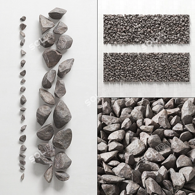 Brown Rock Stone: High-Quality 3D Texture Set 3D model image 2