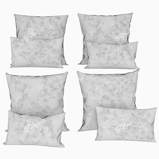 Luxury Velvet Oushak Cushions in FogWine 3D model image 3