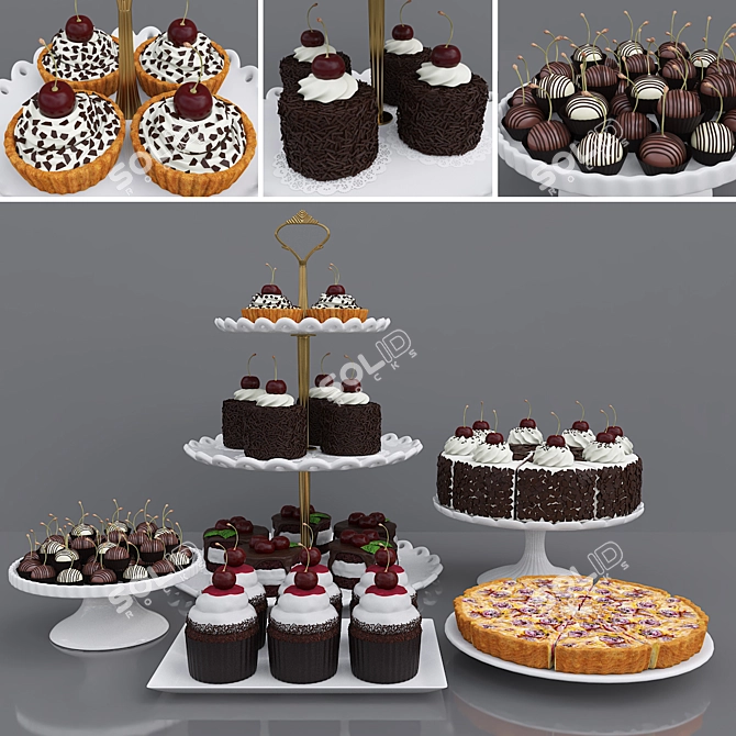 Delicious Cherry Dessert 3D model image 1