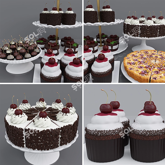 Delicious Cherry Dessert 3D model image 2