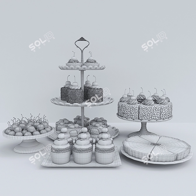 Delicious Cherry Dessert 3D model image 3