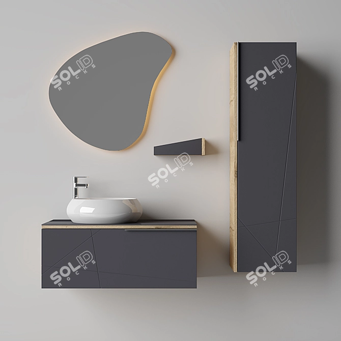 Arteon Wood-textured Bathroom Cabinet 3D model image 1