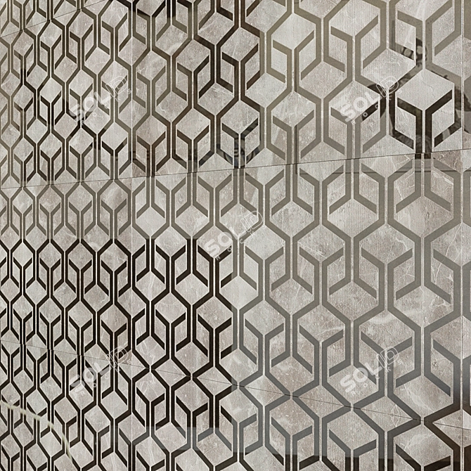 Elegant Grey Fleury Hexagon 3D model image 1