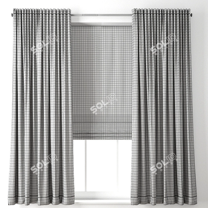 Elegant Roman Blinds Curtain 3D model image 2