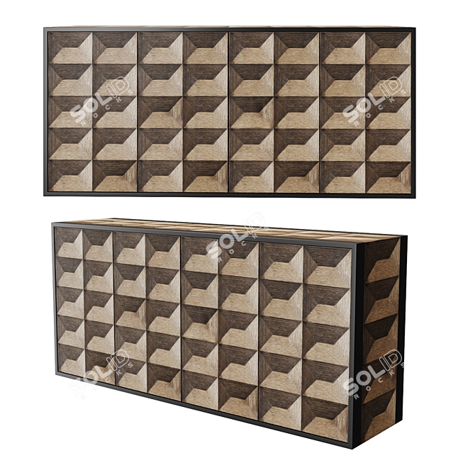 Elegant Oak Dresser with Bronze Finish 3D model image 1