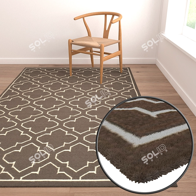 Versatile High-Quality 3-Piece Carpet Set 3D model image 2