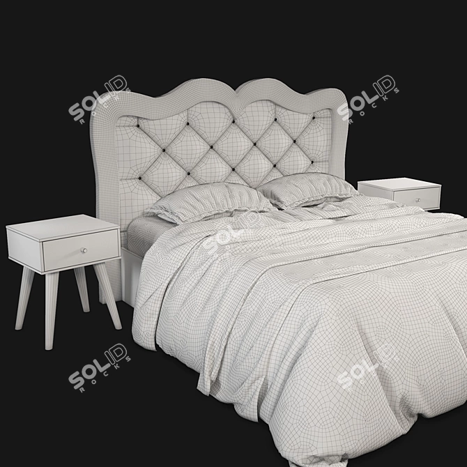 Modern Bed Set: UV Mapped, Vray & Corona Materials 3D model image 3