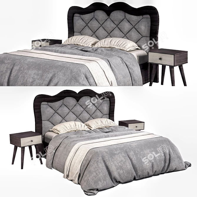 Modern Bed Set: UV Mapped, Vray & Corona Materials 3D model image 4