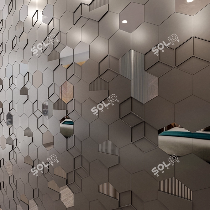 HexaMirror Wall Panel 3D model image 1