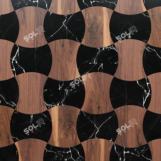 Elegant Walnut Marble Parquet 3D model image 2