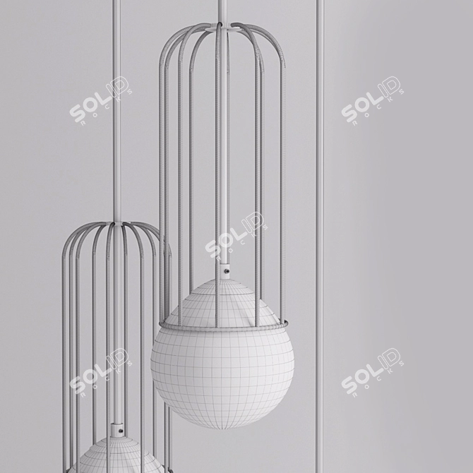 Elegant Golden Pendant Lamp 3D model image 3