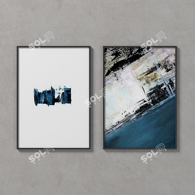  Modern Frame Duo: 2-Piece Gallery 3D model image 1