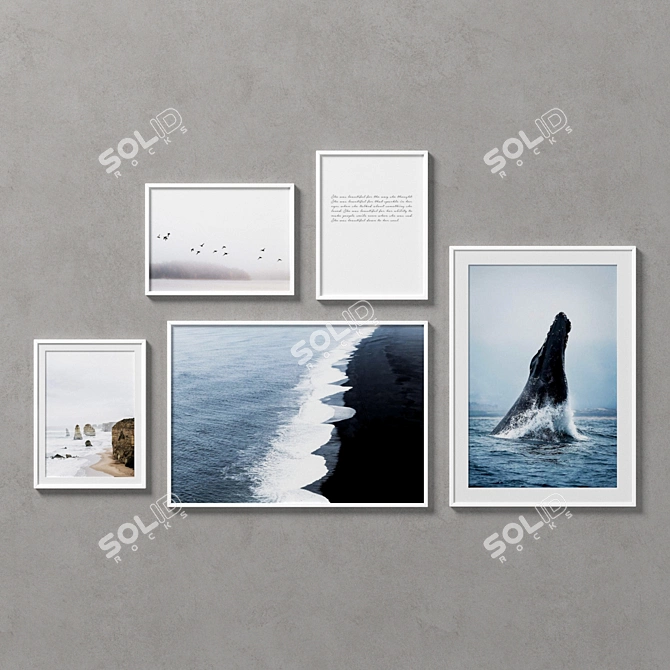 Artistic Frame Set: 5-Piece Gallery 3D model image 1