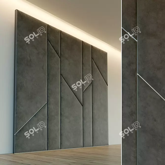 Soft Panel Wall Decor - Customizable Metal Moldings 3D model image 1