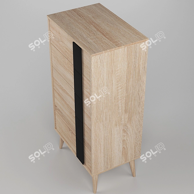 Modern Oak and Grey 5-Drawer Chest 3D model image 2