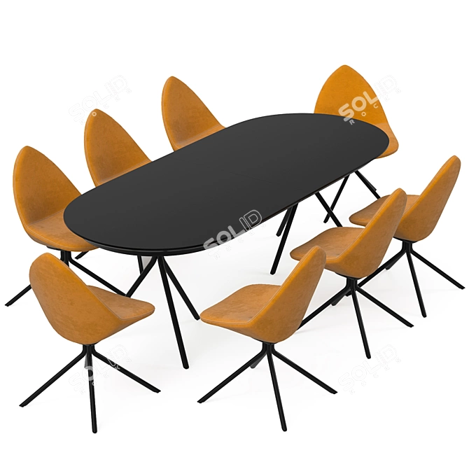 Modern Ottawa Chair and Table Combo 3D model image 2