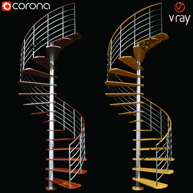  Elegant Spiral Staircase 3D model image 1