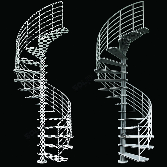 Elegant Spiral Staircase 3D model image 3