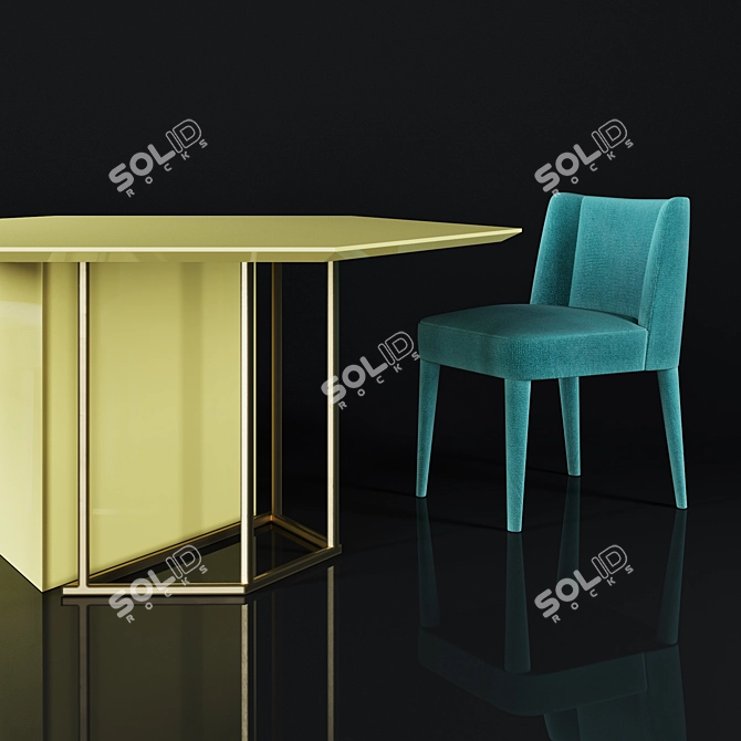 Elegant Meridiani Dining Set with Plinto ZK Editions Table and Kita Chairs 3D model image 2