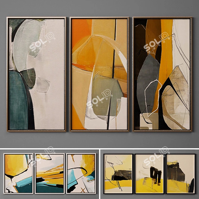 Modern Art Collection - Set of 9 Paintings 3D model image 1