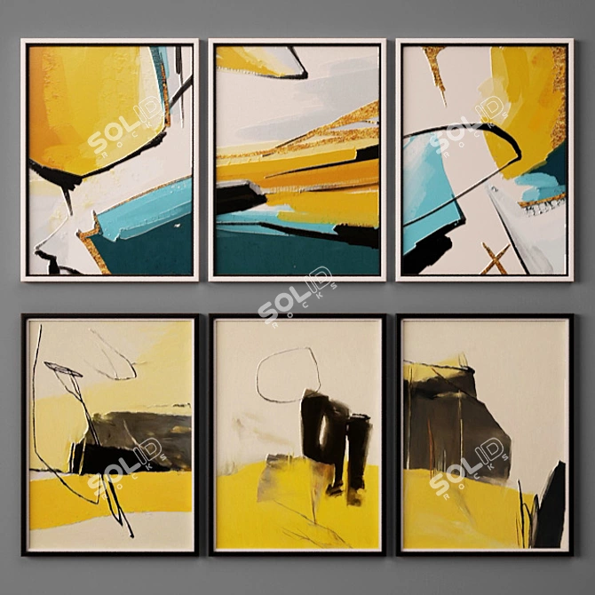 Modern Art Collection - Set of 9 Paintings 3D model image 2