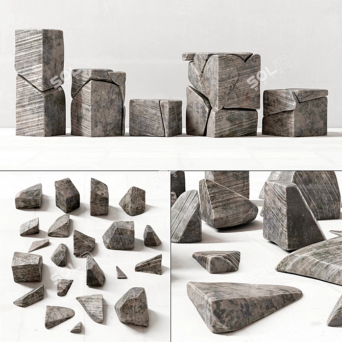 Stone Splinter Decor: High-Quality 3D Stone Polygon Models 3D model image 1