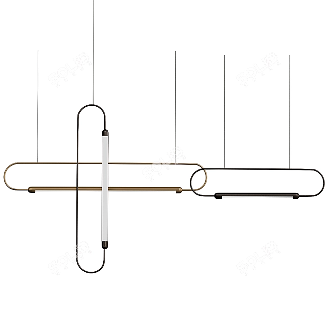 Elegant Wood-Link Pendant Light 3D model image 1