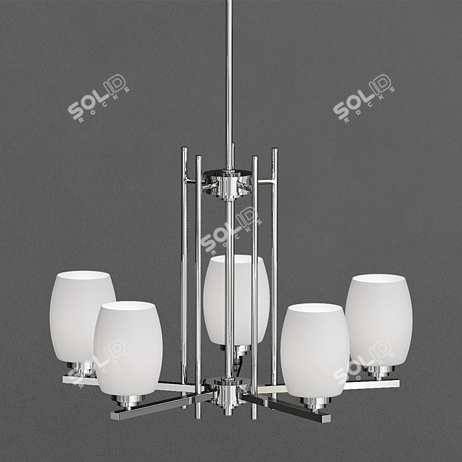 Elegant Eileen Chandelier: 5-Light Chrome 3D model image 1