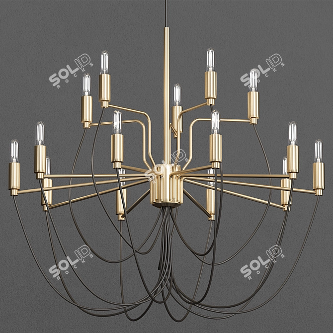 Elegant Brass Chandelier 3D model image 1