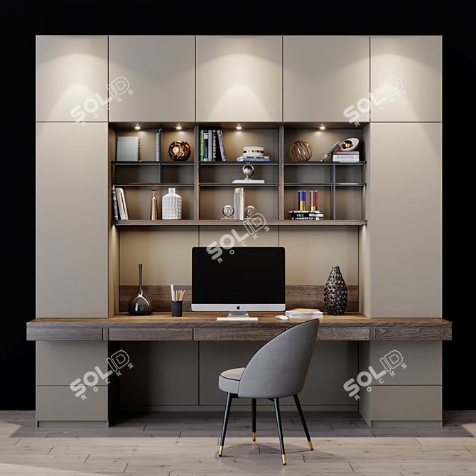 ErgoWork 10: Versatile V-Ray Compatible Workplace 3D model image 1