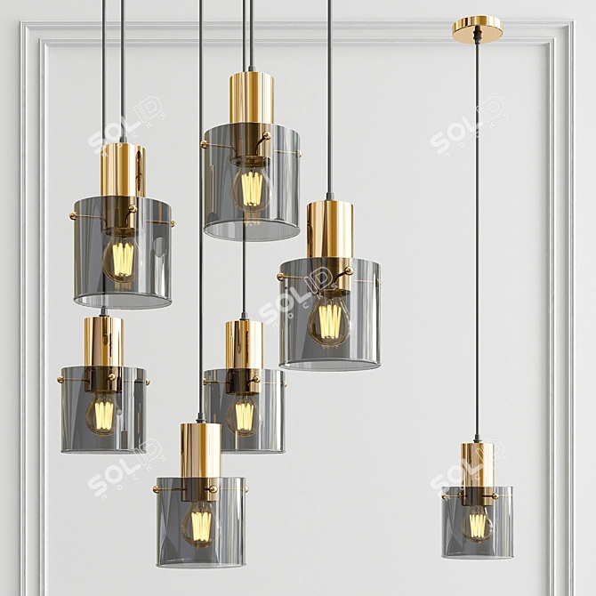 Sleek Smoke Glass Pendant 3D model image 1