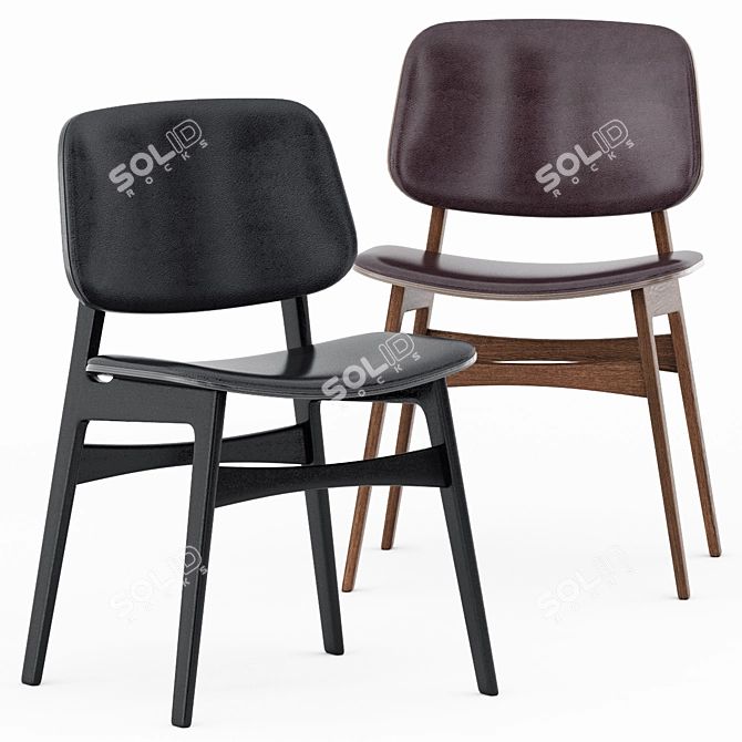 Soborg Wood Chair: Timeless Elegance 3D model image 1