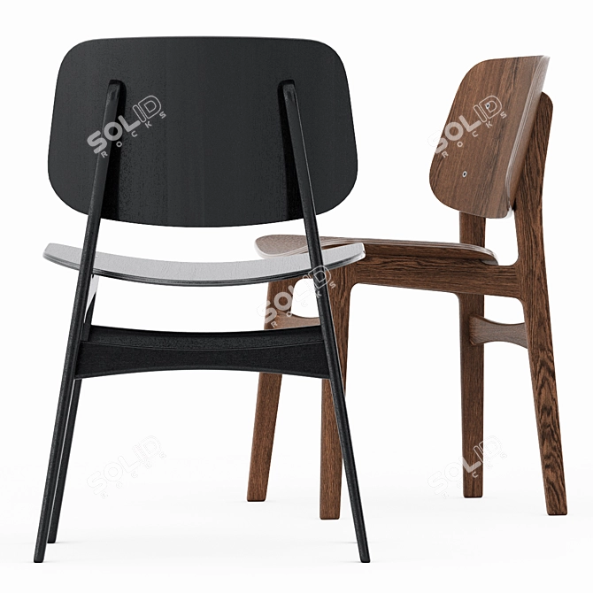 Soborg Wood Chair: Timeless Elegance 3D model image 2