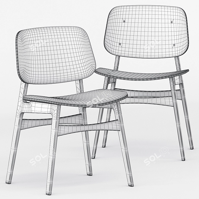 Soborg Wood Chair: Timeless Elegance 3D model image 3