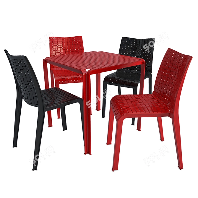 Braided Plastic Outdoor Furniture 3D model image 1