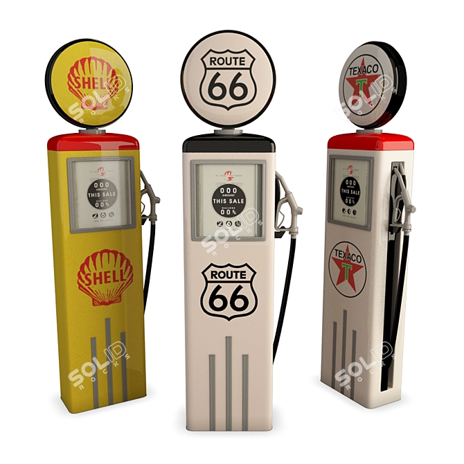 Vintage American Gas Pumps Collection 3D model image 1