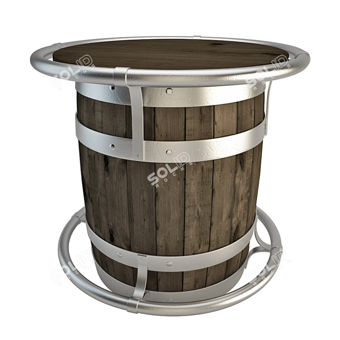 Rustic Wood Barrel Bar Table 3D model image 1