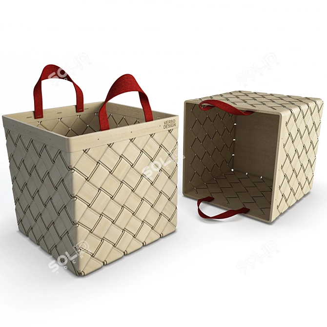 Braided Rattan Basket: Versatile Bathroom Accessory 3D model image 1