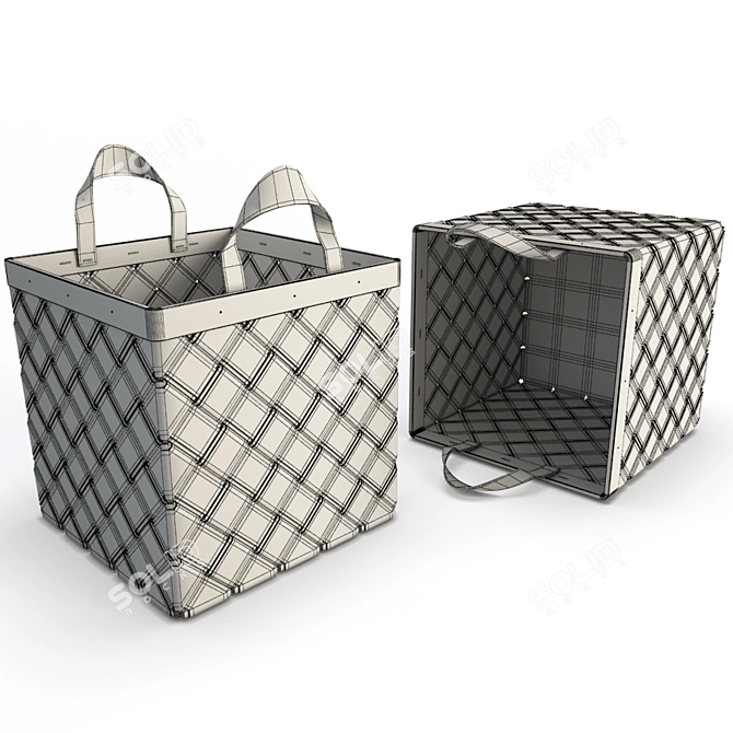 Braided Rattan Basket: Versatile Bathroom Accessory 3D model image 2