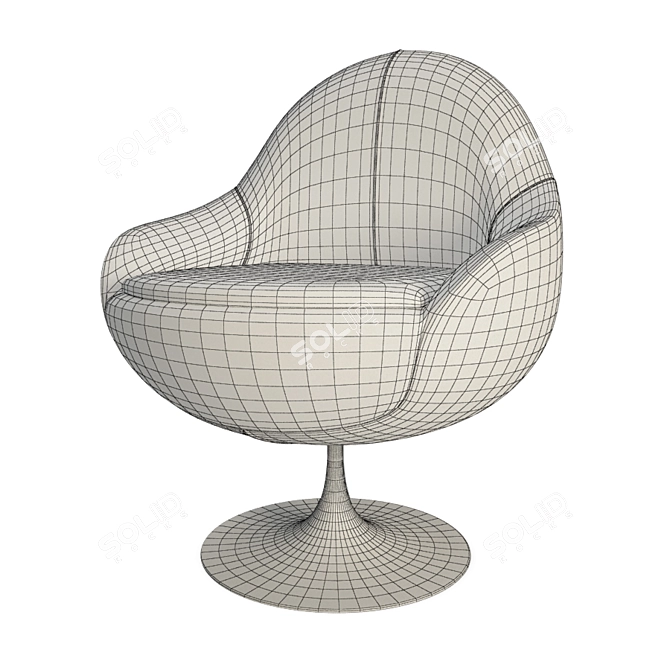 Modern Leather Swivel Armchair 3D model image 2