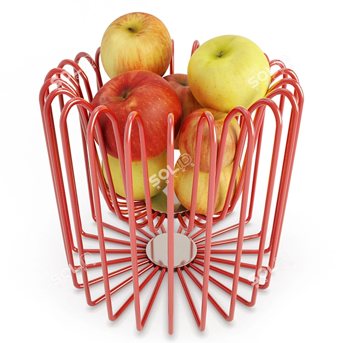 3D Apple Basket: Perfect Kitchen Decor 3D model image 1