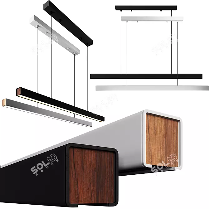 Modern Mu Metal LED Pendant 3D model image 1