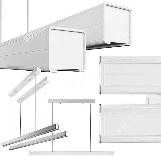 Modern Mu Metal LED Pendant 3D model image 3