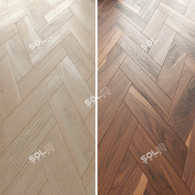 Chevron Hungarian Tree Parquet 3D model image 1