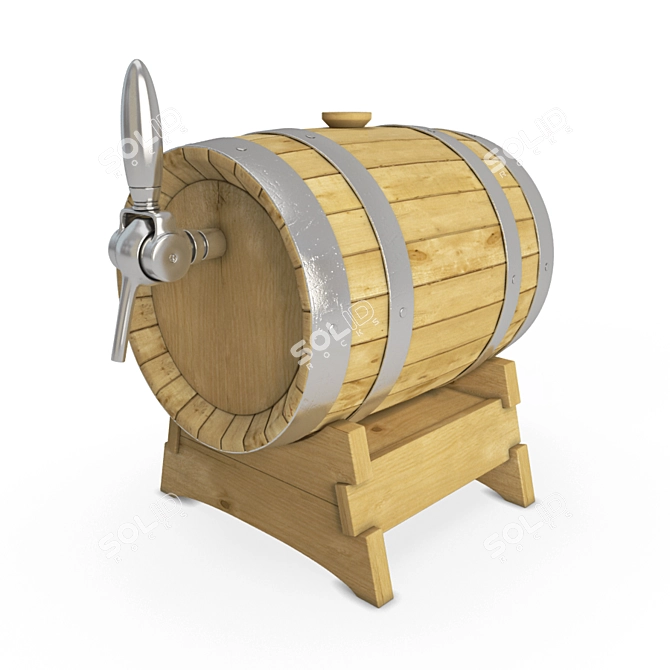  Rustic Oak Beer Barrel 3D model image 1