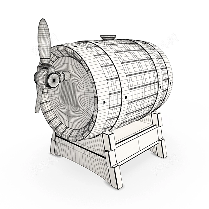  Rustic Oak Beer Barrel 3D model image 2