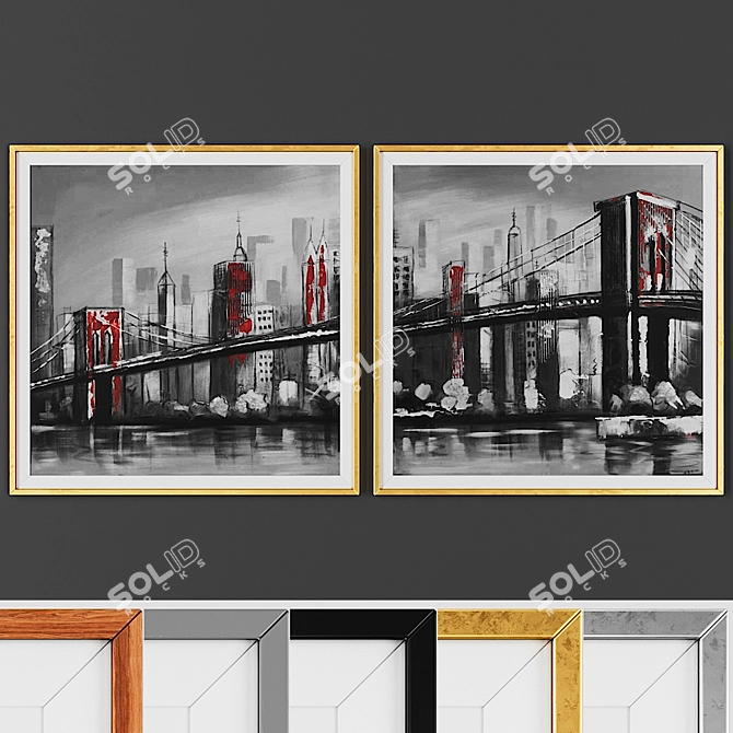 Modern Picture Set with 2 Frames 3D model image 1