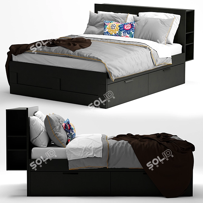 Sleek Brimnes Ikea Bedframe 3D model image 1