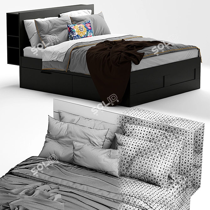 Sleek Brimnes Ikea Bedframe 3D model image 2